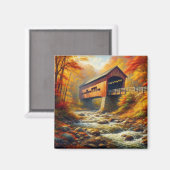 Aimant pont couvert d'automne classique (Recto/Verso)