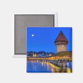 Aimant Pont de chapelle, Kapellbrucke, Lucerne, Suisse (Recto/Verso)