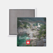 Aimant Pont de Lavertezzo avec drapeau, Suisse (Recto/Verso)