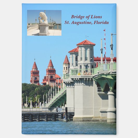 Aimant Pont des Lions St. Augustine, Floride Carte postal (Recto)