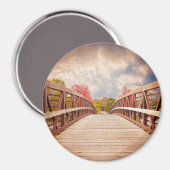 Aimant Pont rustique en bois dans le pays (Recto/Verso)