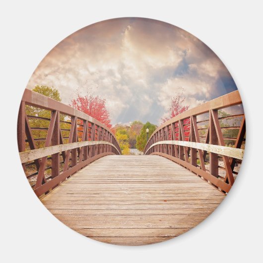 Aimant Pont rustique en bois dans le pays (Devant)
