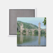 Aimant Pont Valentre au-dessus du Lot, Cahors, France (Recto/Verso)