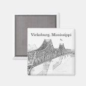 Aimant Pont Vicksburg MS River Noir et blanc (Recto/Verso)