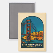 Aimant Pont Vintage voyage San Francisco Golden Gate (Recto/Verso)