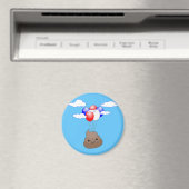 Aimant Poo Emoji Voler Avec Des Ballons Dans Le Ciel Bleu (In Situ (Lave-vaisselle))