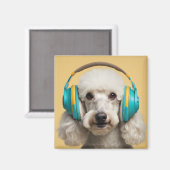 Aimant Poodé avec casque (Recto/Verso)