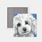 Aimant Poodle blanc (Recto/Verso)