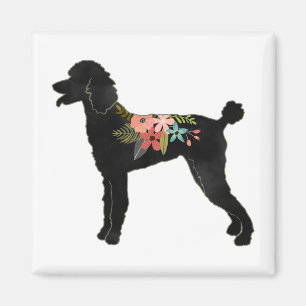 Aimant Poodle Dog Breed Boho Floral Silhouette