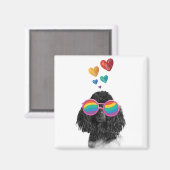 Aimant Poodle Dog with Hearts Saint-Valentin (Recto/Verso)