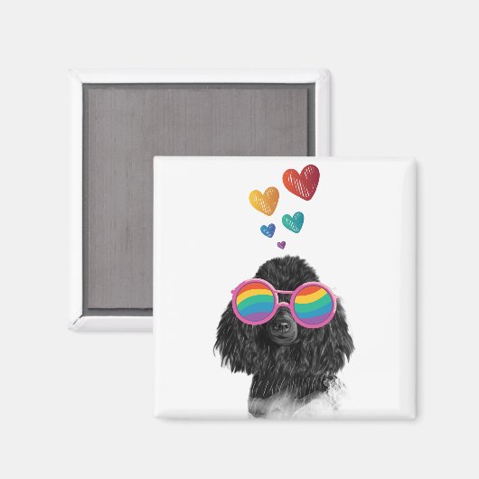 Aimant Poodle Dog with Hearts Saint-Valentin (Recto/Verso)
