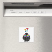 Aimant Poodle Dog with Hearts Saint-Valentin (In Situ (Lave-vaisselle))