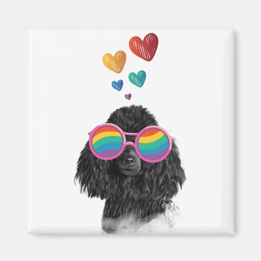 Aimant Poodle Dog with Hearts Saint-Valentin (Devant)