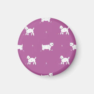 Aimant Poodle violet : Motif rétro monochrome