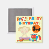 Aimant Pool Party 3e anniversaire T-shirts et cadeaux (Recto/Verso)