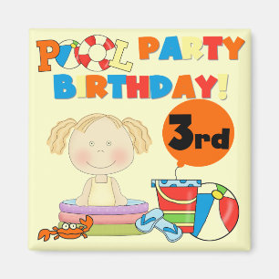Aimant Pool Party 3e anniversaire T-shirts et cadeaux
