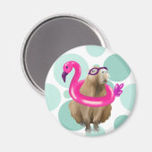 Aimant Pool Party Cute Capybara Avec Flotte Flamant rose  (Recto/Verso)