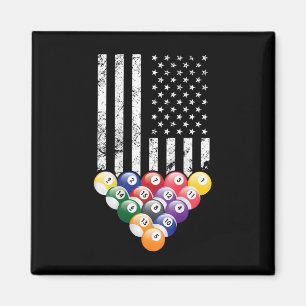 Aimant Pool Snooker Billard Joueur 8 Ball American Drapea