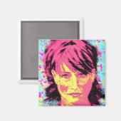 Aimant pop art aux cheveux rouges (Recto/Verso)