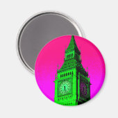 Aimant Pop Art Big Ben Londres Voyage rose Vert (Recto/Verso)