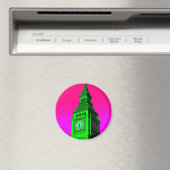 Aimant Pop Art Big Ben Londres Voyage rose Vert (In Situ (Lave-vaisselle))