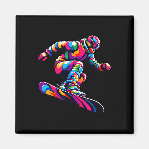 Aimant Pop Art coloré Snowboard Snowboard Snowboard Snowb