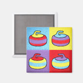 Aimant Pop Art fait des vagues dans le Curling (Recto/Verso)
