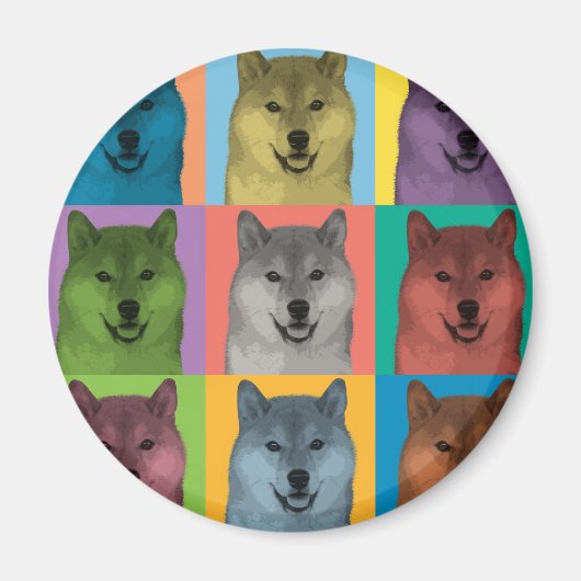 Aimant Pop-Art Shiba Inu (Devant)