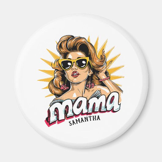 Aimant Pop Mama Retro Personnalisé Art 1 (Devant)