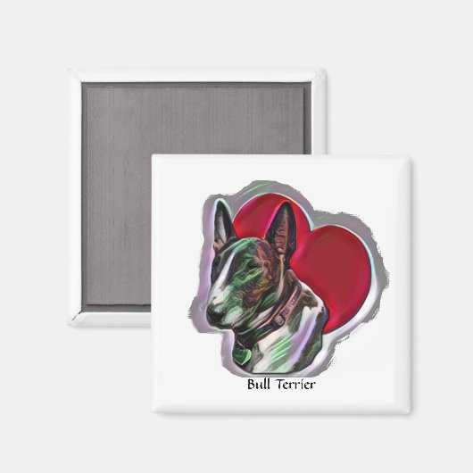 Aimant PopArt blanc tête d'oeuf Taureau Terrier Graphique (Recto/Verso)