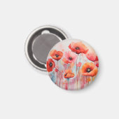 Aimant Poppies d'aquarelle rouge dans un champ (Recto/Verso)