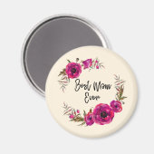 Aimant Poppies florales rose Fuchsia Wreath Meilleure mam (Recto/Verso)