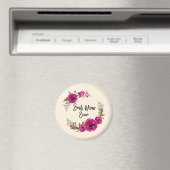 Aimant Poppies florales rose Fuchsia Wreath Meilleure mam (In Situ (Lave-vaisselle))