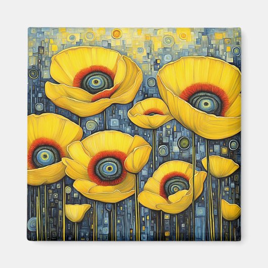 Aimant Poppies jaunes 2 (Devant)