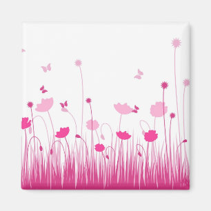 Aimant Poppies minimalistes roses et blanches prègnent fl