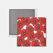 Aimant Poppies rouges modernes Floral Print Magenet (Recto/Verso)