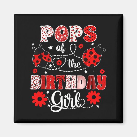 Aimant Pops de la fille d'anniversaire - coccinelle de fa (Devant)