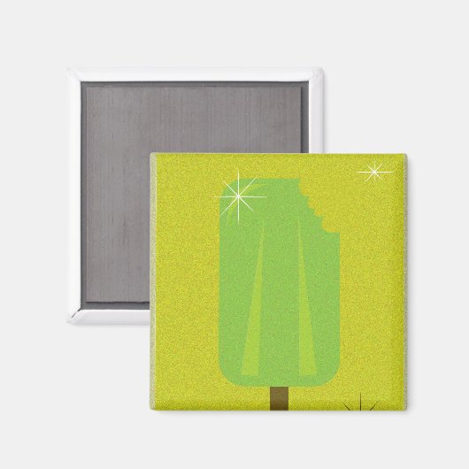 Aimant Popsicle vert rétro (Recto/Verso)