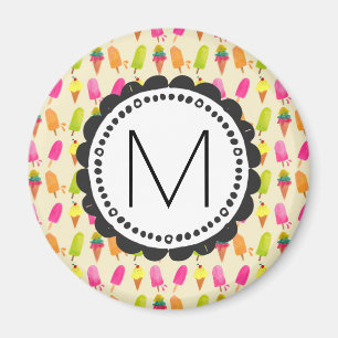 Aimant Popsicles et crème glacée Monogramme personnalisé