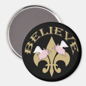 Aimant Porcs volants Black Gold Fleur de Lis (Recto/Verso)