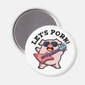 Aimant Pork Funny Rock Guitare Pig Pun (Recto/Verso)