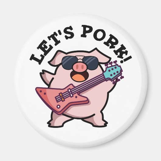Aimant Pork Funny Rock Guitare Pig Pun (Devant)