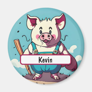 Aimant Porky the Farmer with Customable Nametag