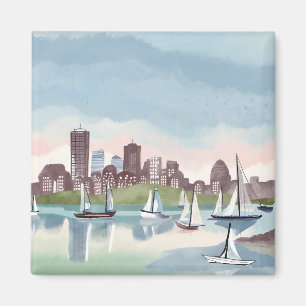 Aimant Port de Boston Boston Massachusetts Aquarelle