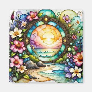 Aimant Portail océanique Fleur sauvage coloré