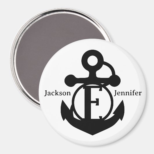 Aimant Porte de croisière d'Ancre initiale Couple E perso (Recto/Verso)