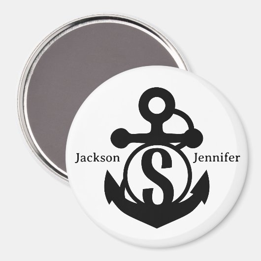 Aimant Porte de croisière d'Ancre initiale Couple's Custo (Recto/Verso)
