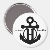 Aimant Porte de croisière d'Ancre initiale personnalisée  (Recto/Verso)