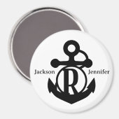 Aimant Porte de croisière d'Ancre initiale personnalisée  (Recto/Verso)