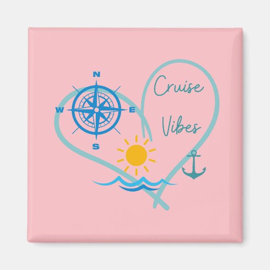 Aimant Porte de vibes de croisière rose (Devant)